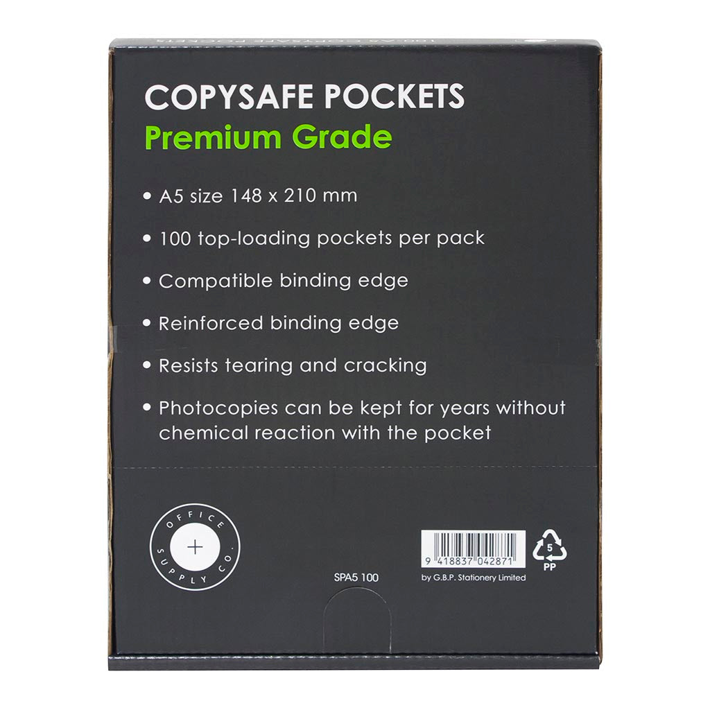 OSC Copysafe Pockets Premium A5, Pack of 100 - Cafe Supply