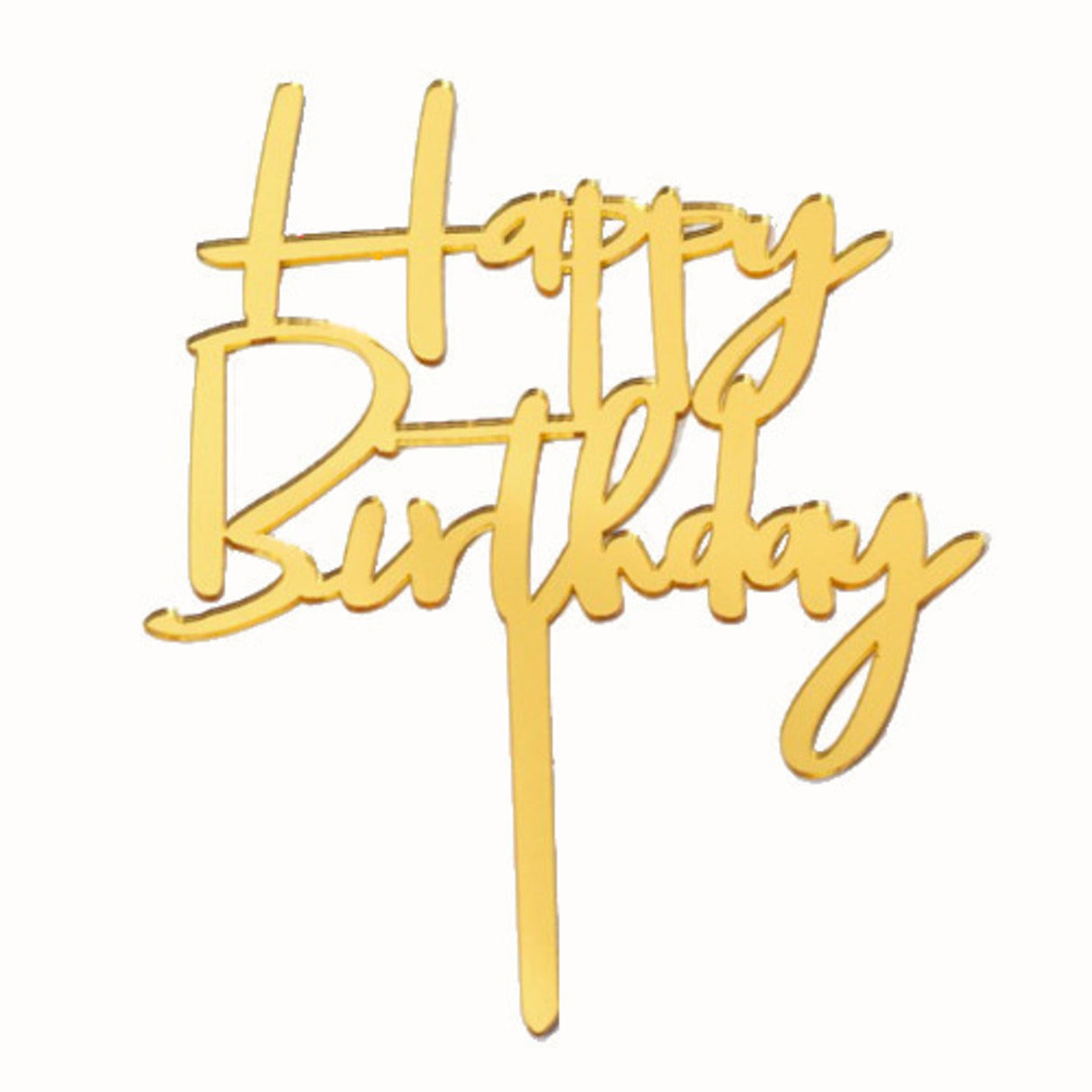 "Happy Birthday" Gold Script Topper Pic (150x120mm) - Cafe Supply