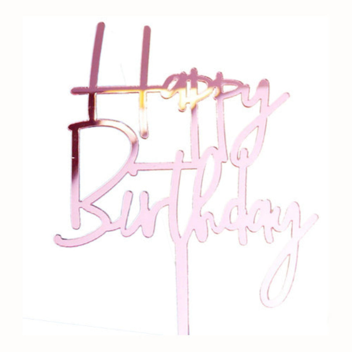 "Happy Birthday" Pink Script Topper Pic (150x120mm) - Cafe Supply