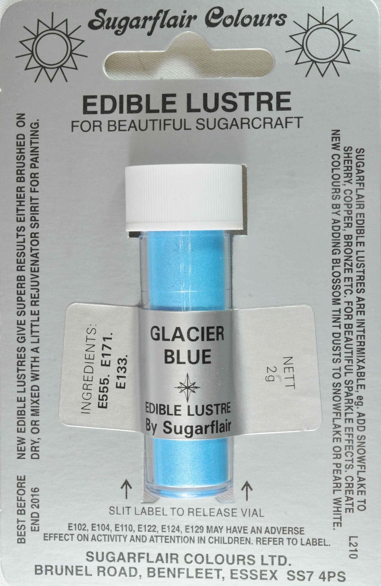 Sugarflair Edible Lustre Colour Glacier Blue - Cafe Supply