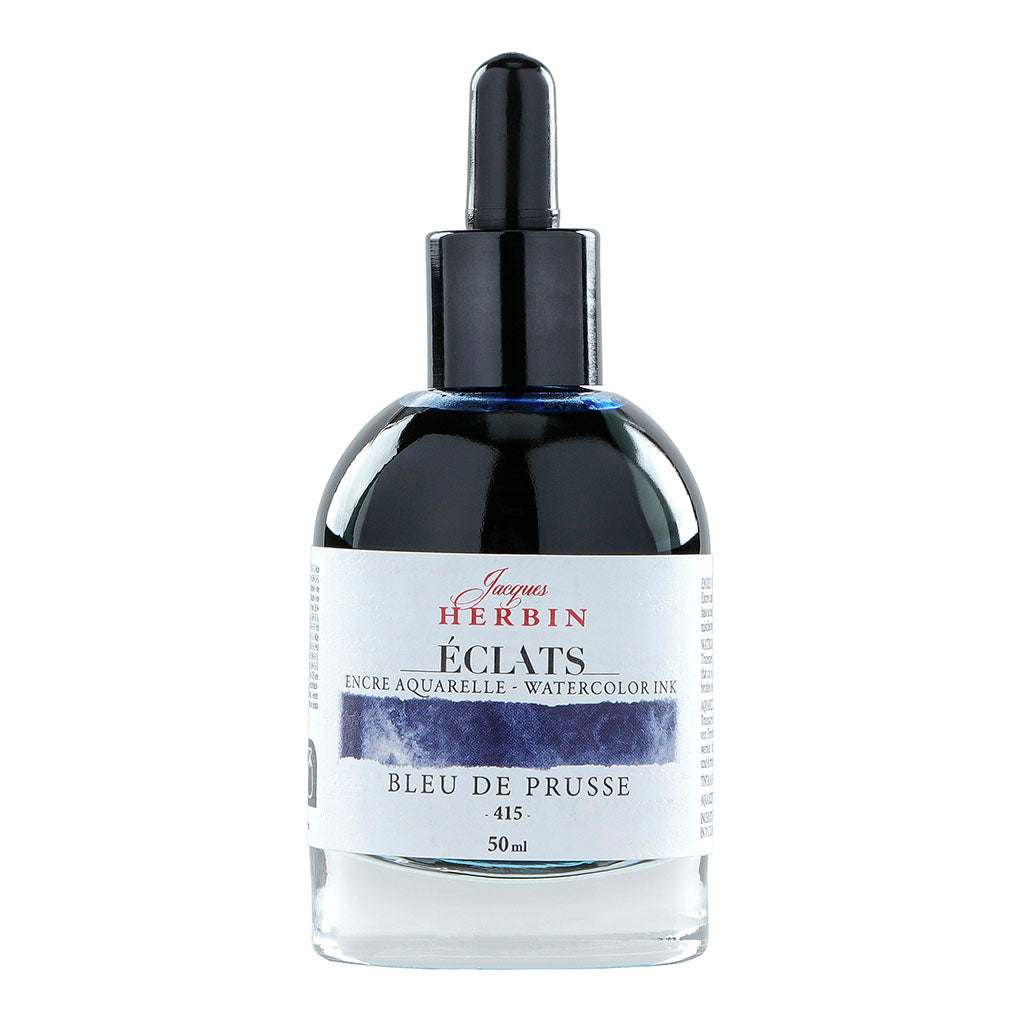 Jacques Herbin Eclats Watercolour Ink 415 Prussian Blue 50ml - Cafe Supply