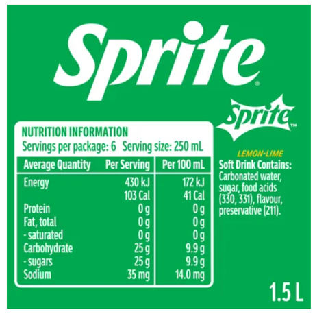 Sprite Natural Flavour Soft Drink 1.5l - Cafe Supply