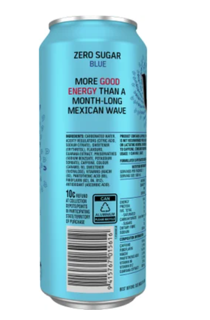 V Zero Sugar Blue Guarana Energy Drink 500ml - Cafe Supply