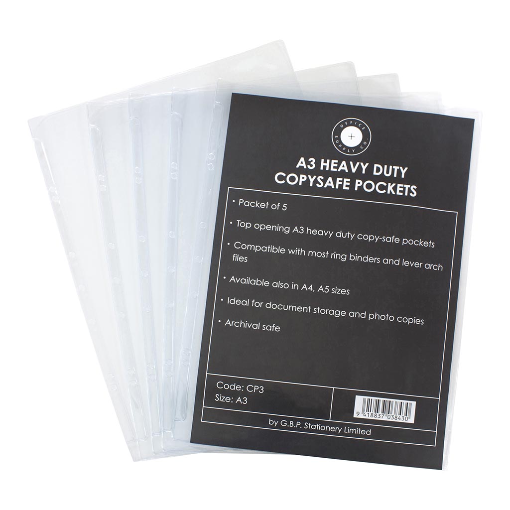 OSC Copysafe Pockets Heavy Duty A3, Pack of 5 - Cafe Supply
