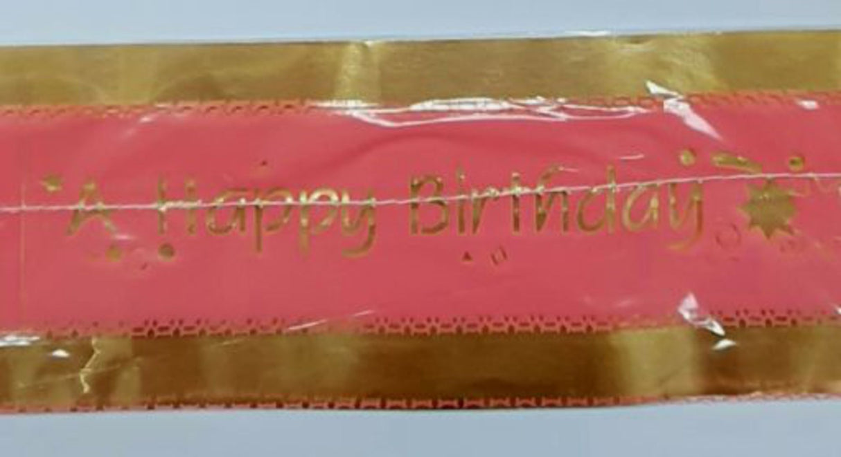 Cake Band Happy Birthday Pink/Gold 63mm (7m) - Cafe Supply