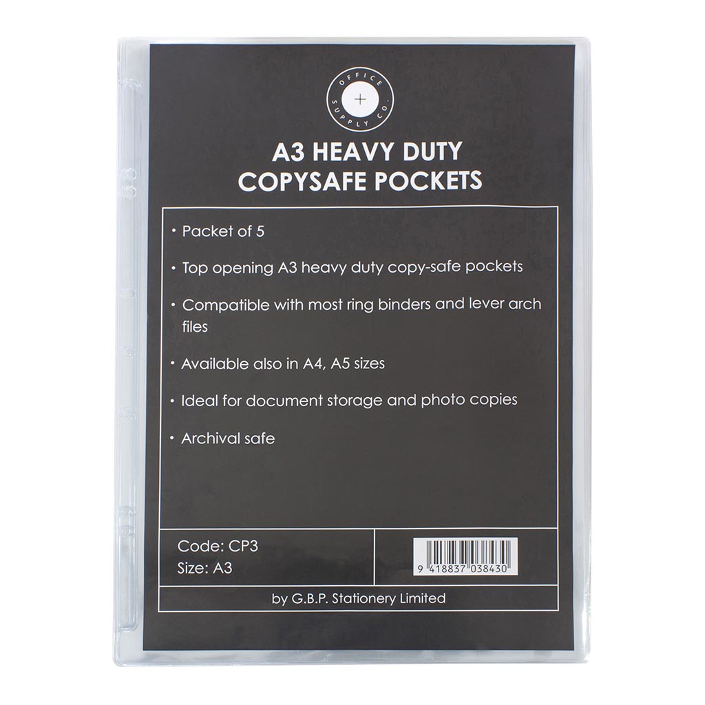 OSC Copysafe Pockets Heavy Duty A3, Pack of 5 - Cafe Supply
