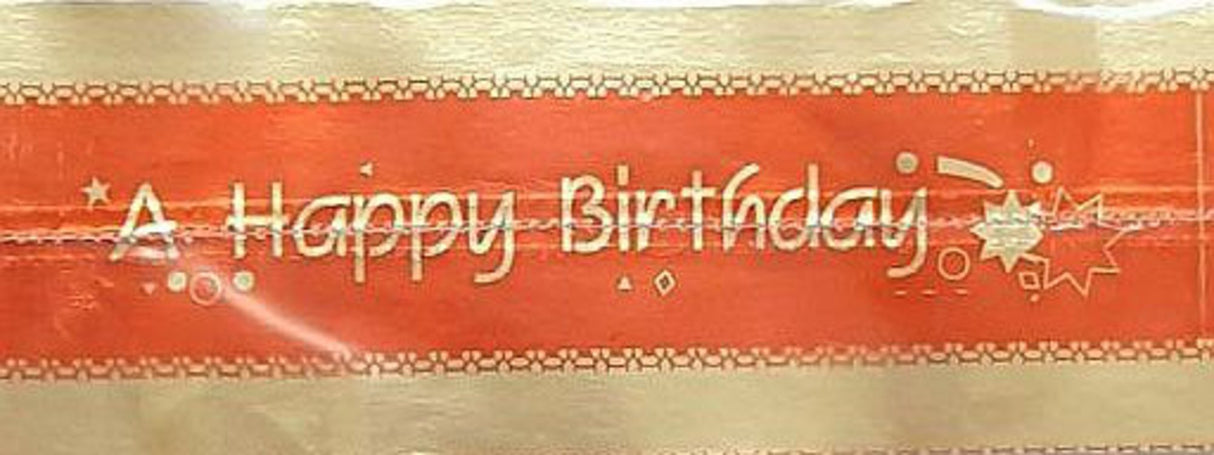Cake Band Happy Birthday Red/Gold 63mm (1m) - Cafe Supply