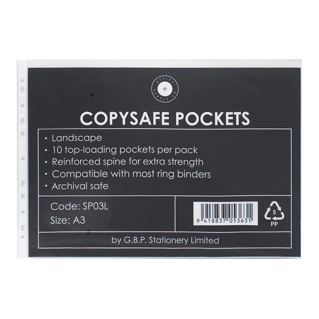 OSC Copysafe Pockets A3 Landscape, Pack of 10 - Cafe Supply