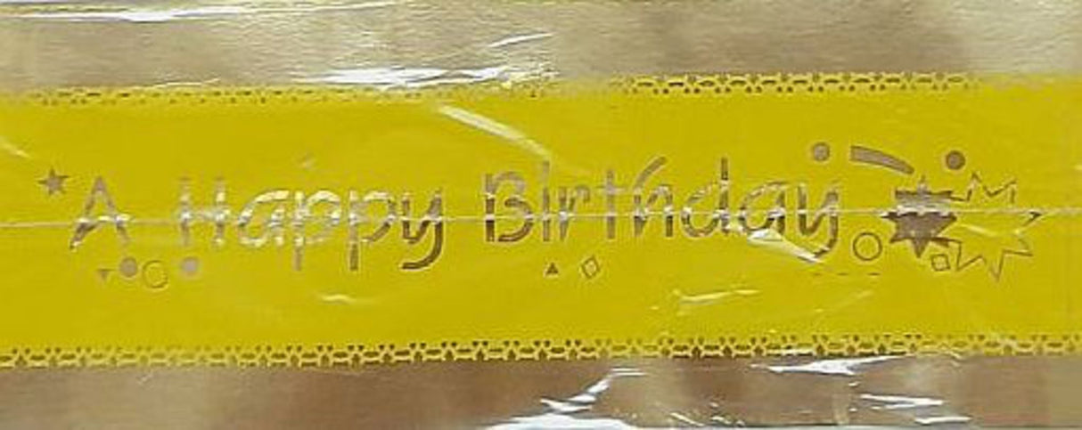 Cake Band Happy Birthday Yellow/Gold 63mm (7m) - Cafe Supply