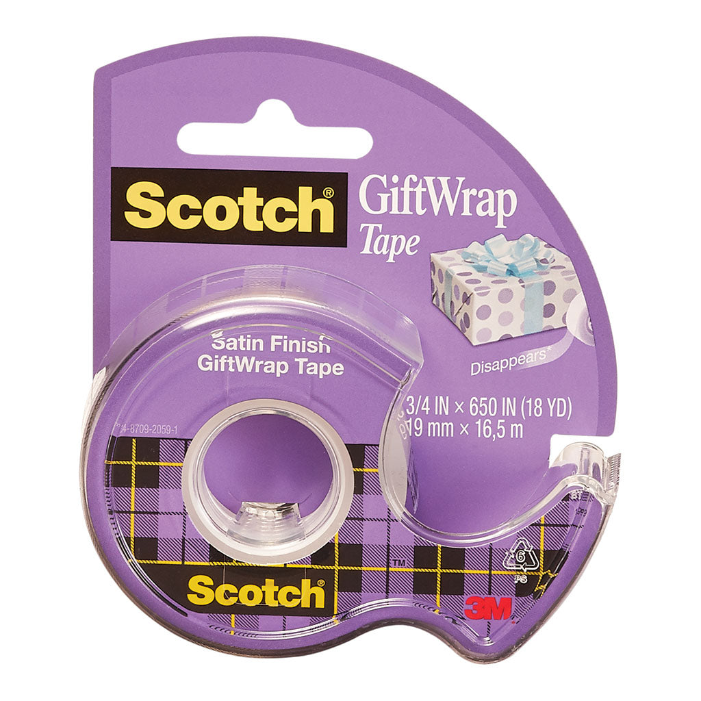 Scotch Gift Wrap Tape CLIP-15 19mmx16.5m, 12 Rolls on Clipstrip - Cafe Supply