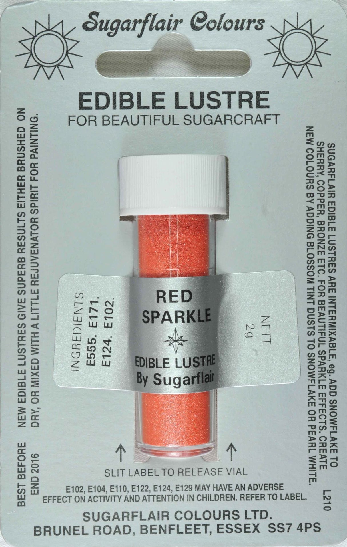 Sugarflair Edible Lustre Colour Red Sparkle - Cafe Supply