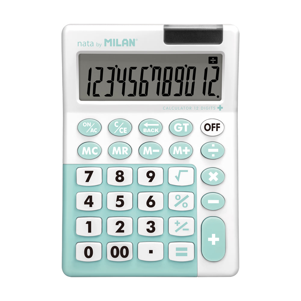 Milan Antibacterial 12 Digit Desk Calculator Hangsell Turquoise - Cafe Supply