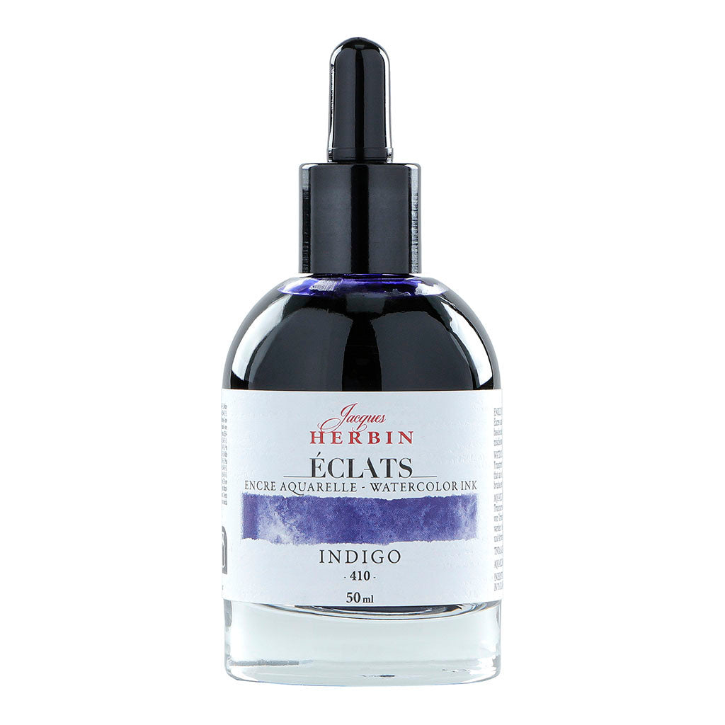 Jacques Herbin Eclats Watercolour Ink 410 Indigo 50ml - Cafe Supply