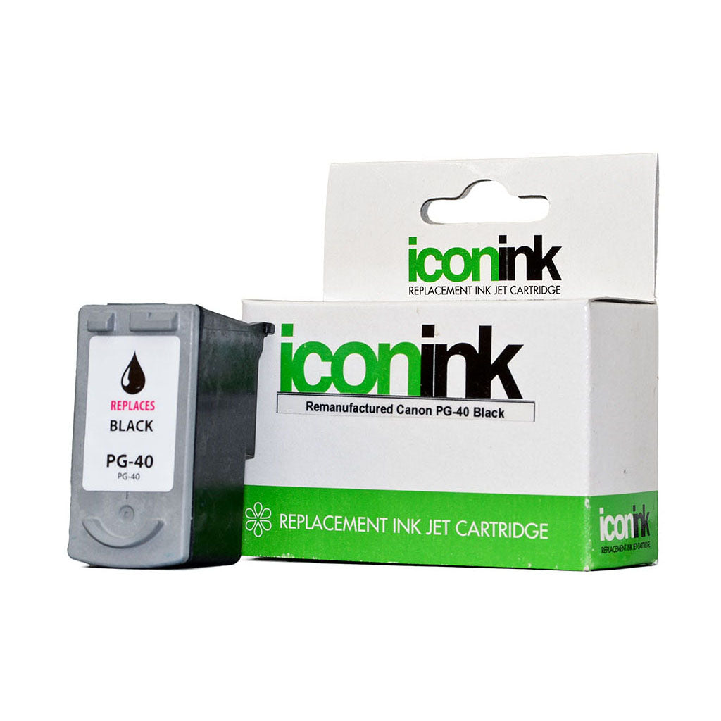 Icon Remanufactured Canon PG40 Black Ink Cartridge - Cafe Supply