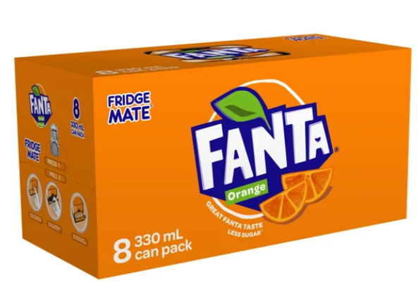Fanta Orange Soft Drink Cans 8 x 330ml - Cafe Supply