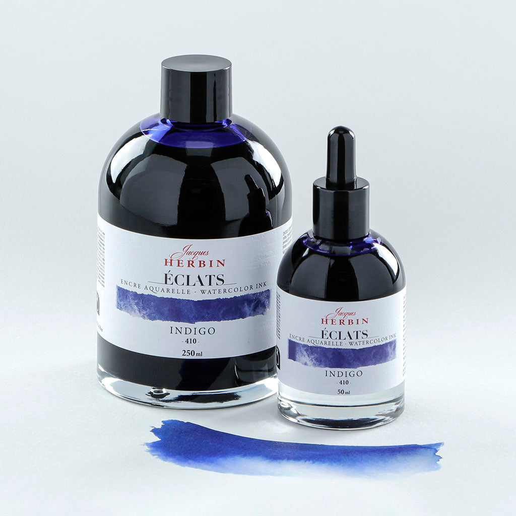 Jacques Herbin Eclats Watercolour Ink 410 Indigo 50ml - Cafe Supply
