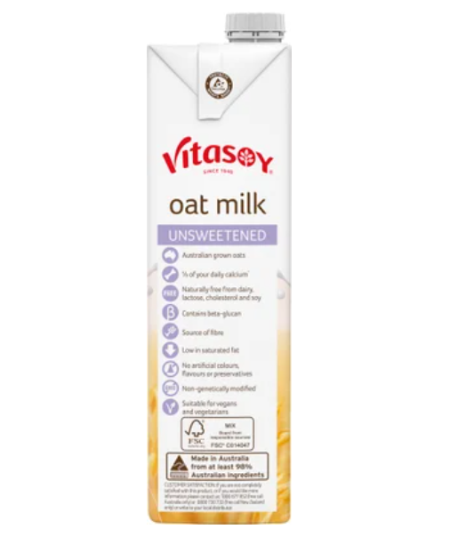 Vitasoy Unsweetened Oat Milk 1l - Cafe Supply