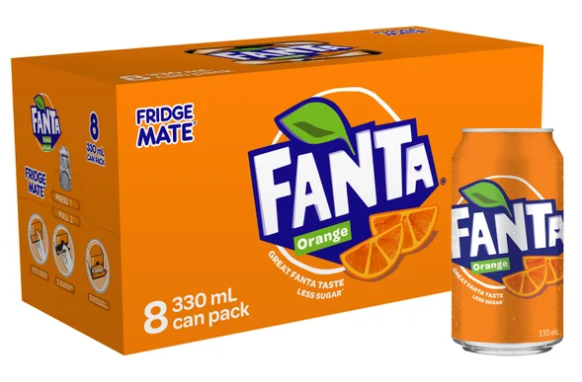 Fanta Orange Soft Drink Cans 8 x 330ml - Cafe Supply