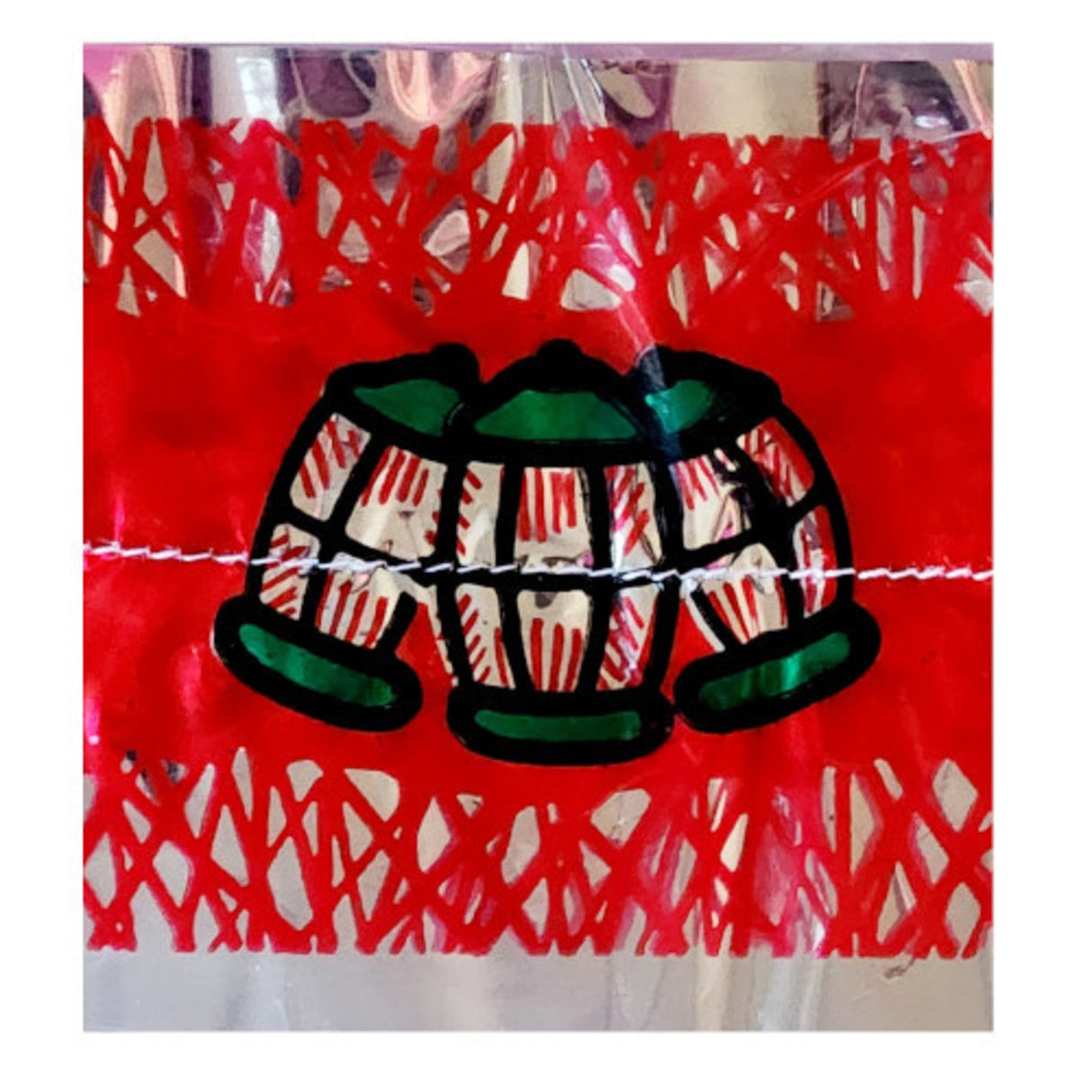 Green Holly/Lantern, Silver Band (7 Metre Roll, 76mm width) - Cafe Supply