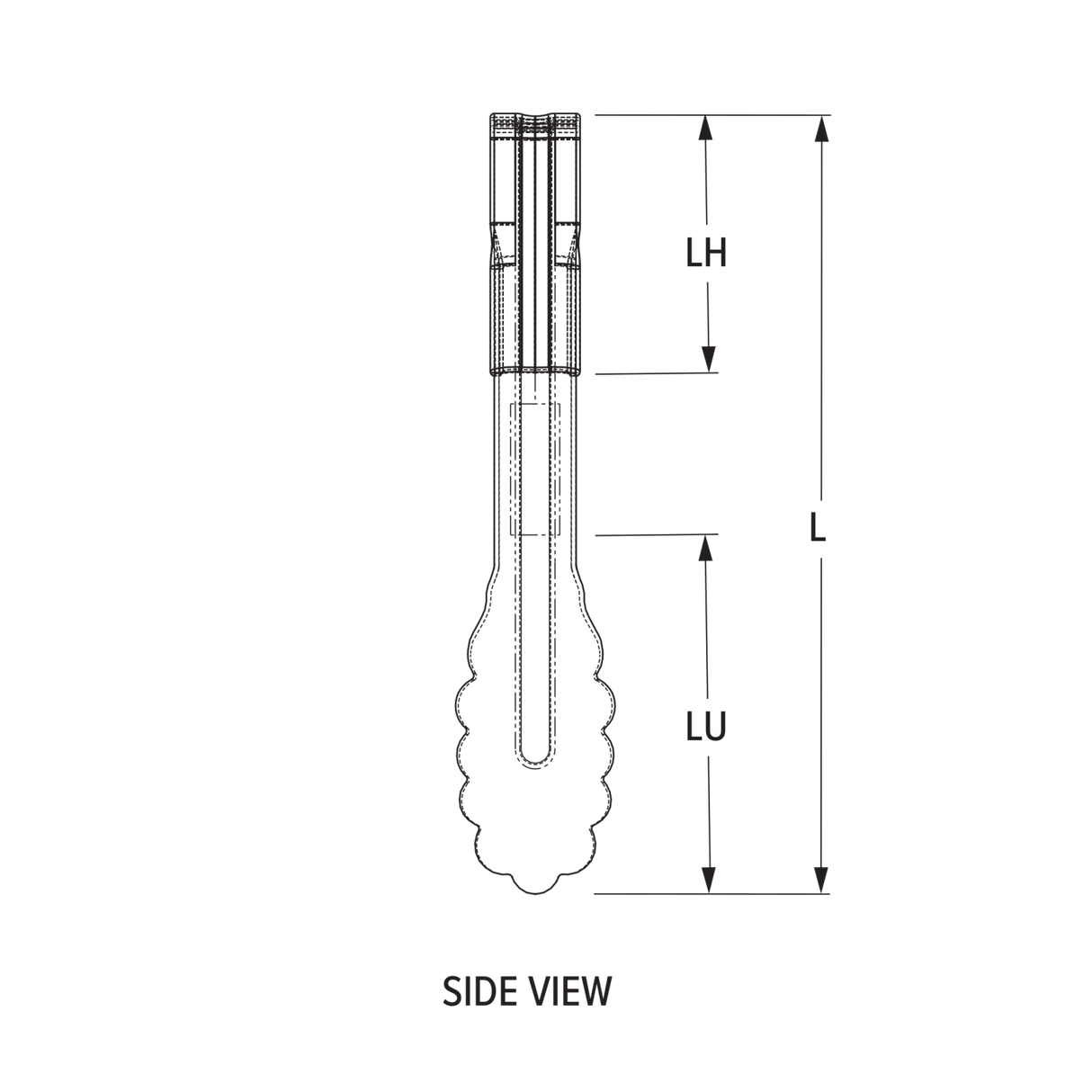 6-inch stainless steel one-piece scalloped tongs with black Kool-Touch® handle - Cafe Supply