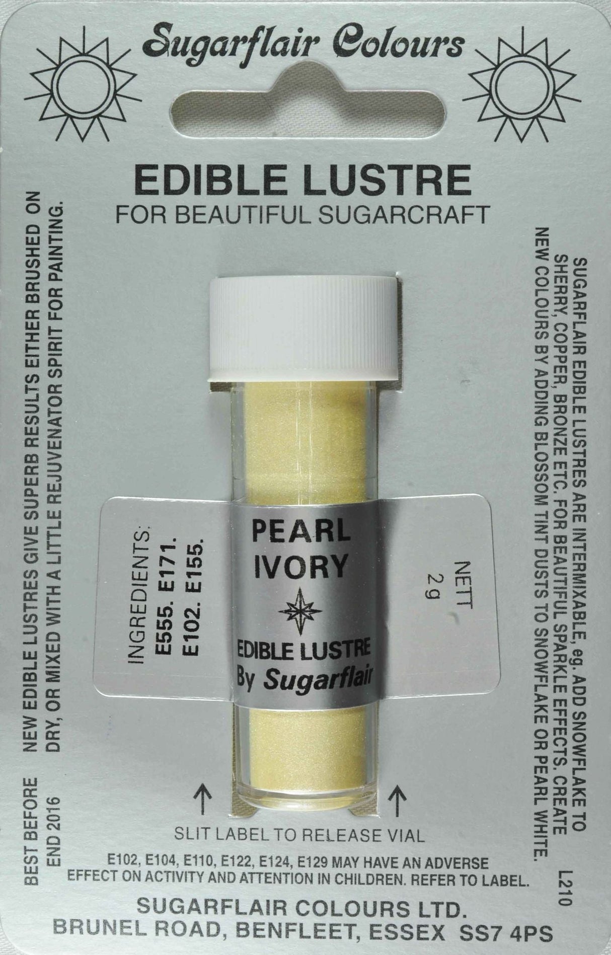 Sugarflair Edible Lustre Colour Pearl Ivory - Cafe Supply