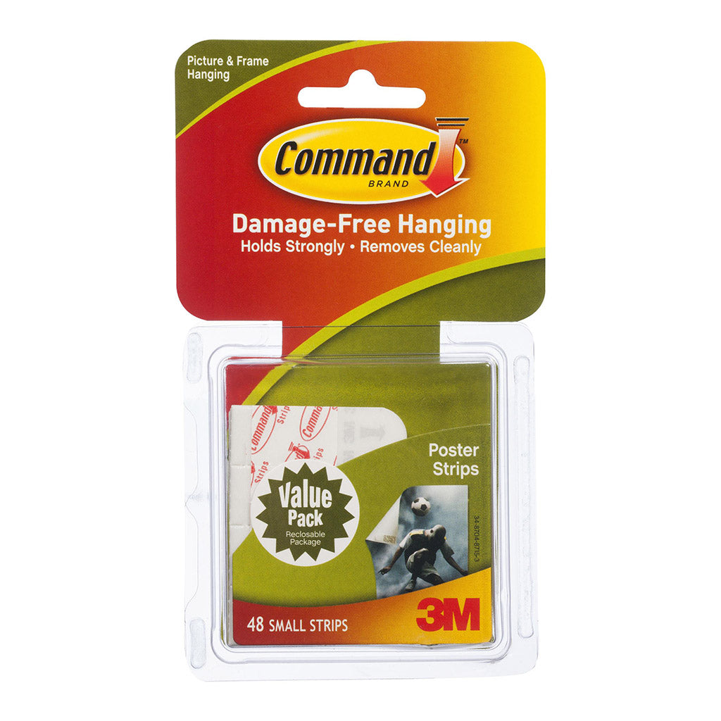Command Poster Strips 17024-48 Small White Value, Pack of 48 - Cafe Supply
