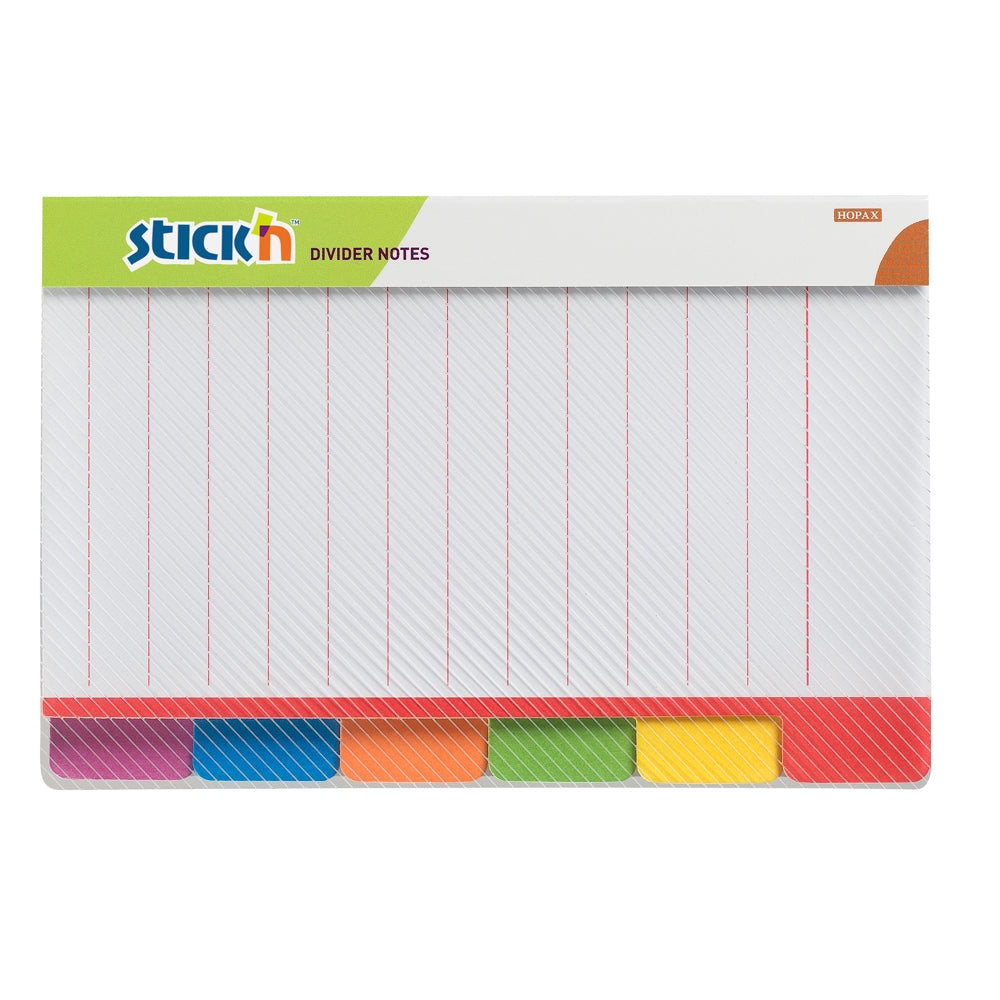 Stick'n Magic Divider Notes Neon 6 Colours 60 Sheets Lined 148x98mm - Cafe Supply