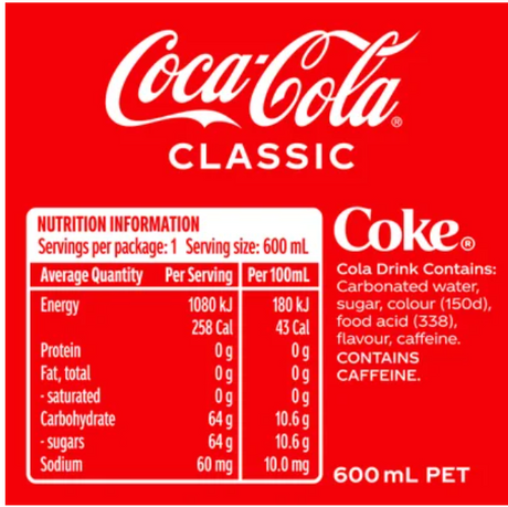 Coca-Cola Soft Drink 600ml - Cafe Supply