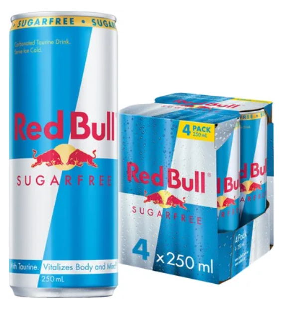Red Bull Sugar Free Energy Drink 4 x 250ml - Cafe Supply