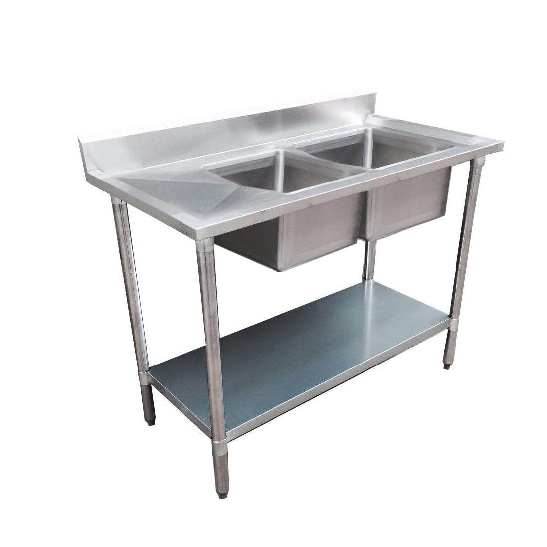 1500-7-DSBR Economic 304 Grade SS Right Double Sink Bench 1500x700x900 with 500x400x250 sinks - Cafe Supply