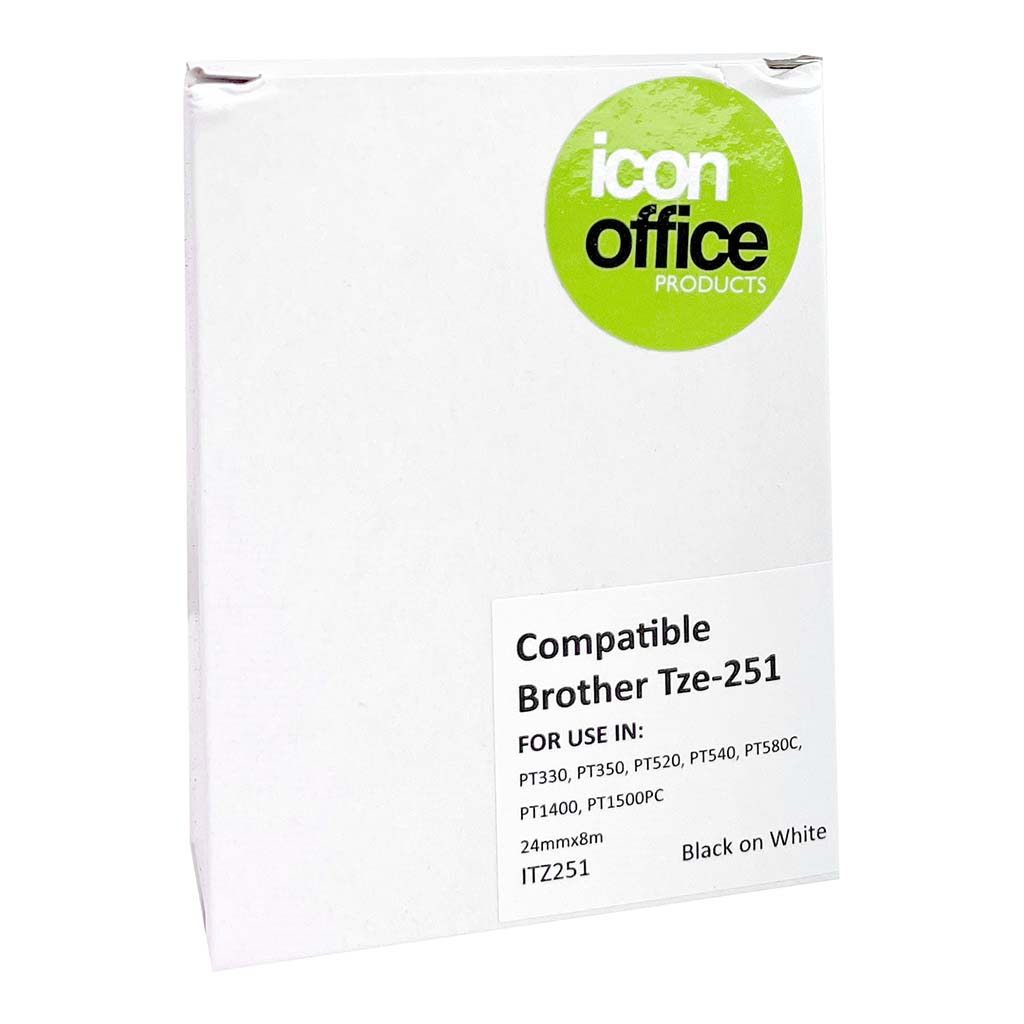 Icon Compatible Brother TZ Tape 24mm Black on White - Cafe Supply
