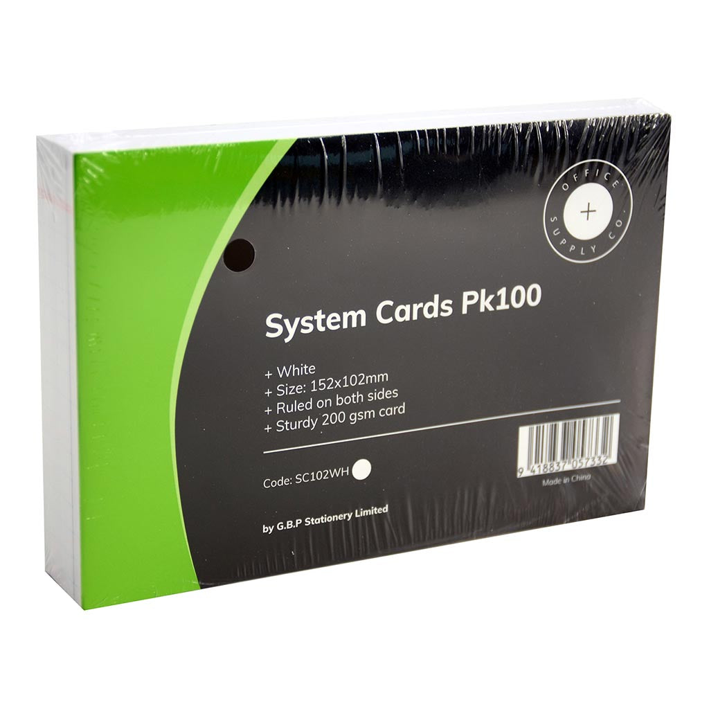 OSC System Cards 102x152mm White, Pack of 100 - Cafe Supply