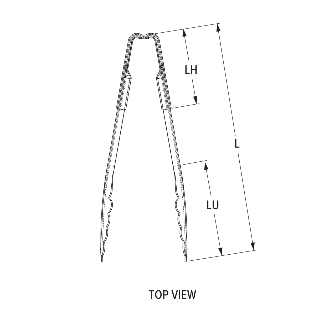 6-inch stainless steel one-piece scalloped tongs with blue Kool-Touch® handle - Cafe Supply