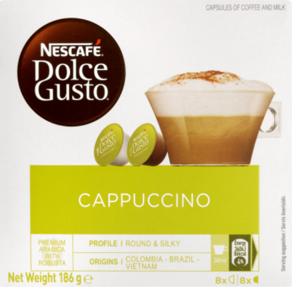 Nescafe Dolce Gusto Cappuccino Coffee Capsules 16pk - Cafe Supply