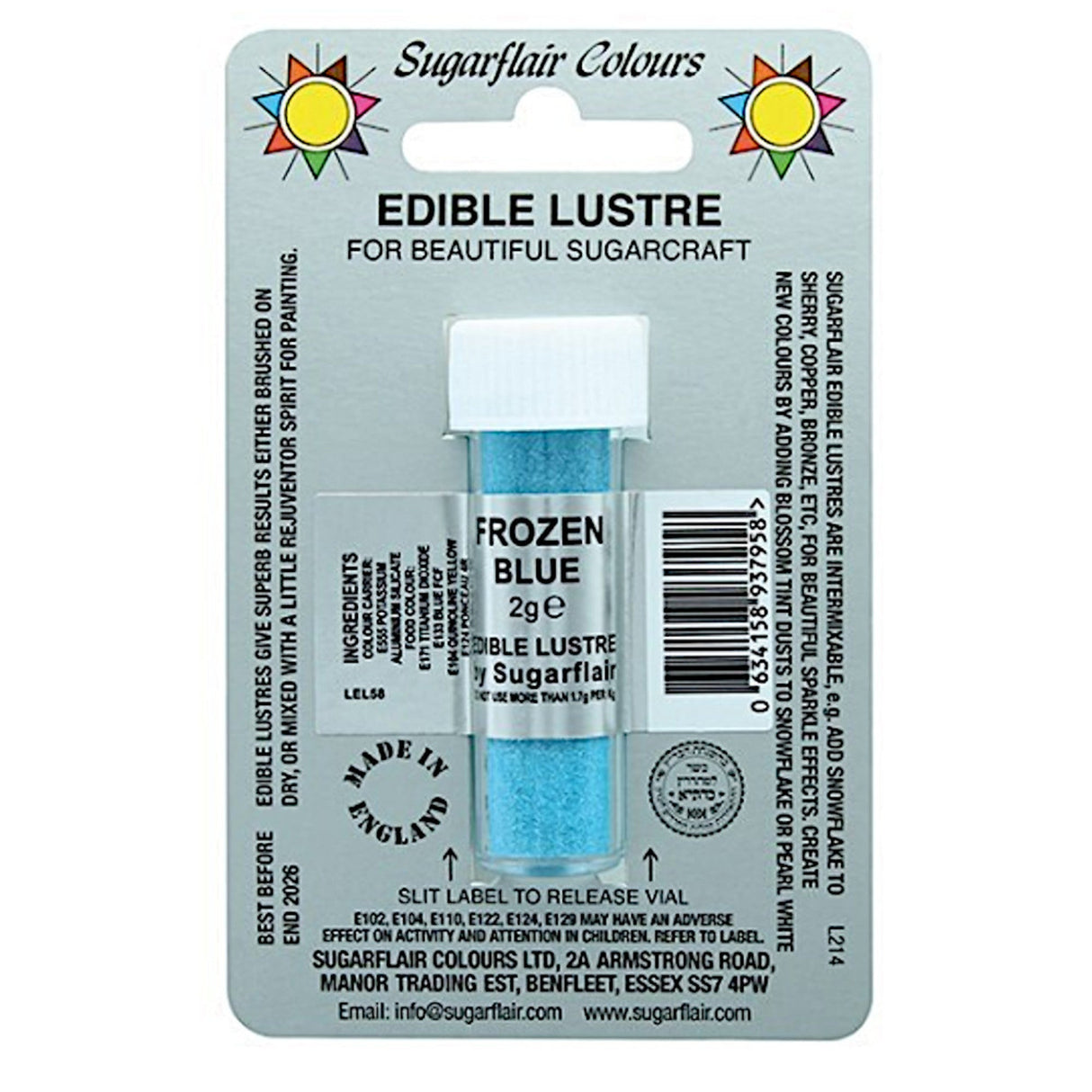 Sugarflair Edible Lustre Colour Frozen Blue - Cafe Supply