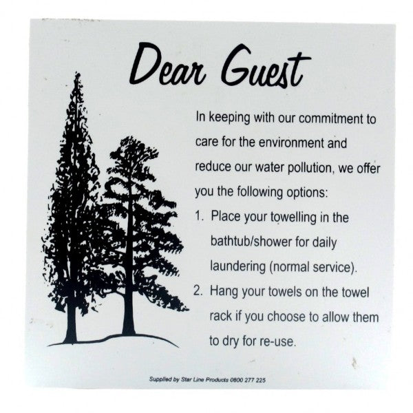 Dear Guest Towel Sign PVC 105x105mm Wall - Cafe Supply