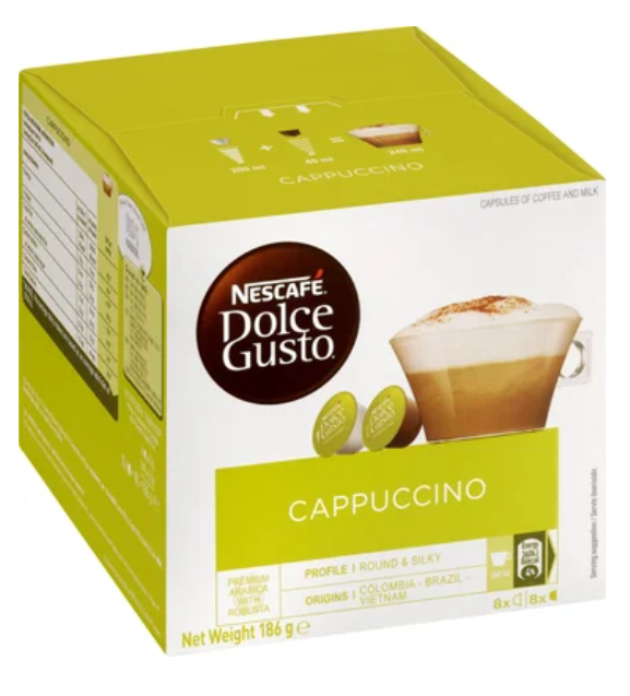 Nescafe Dolce Gusto Cappuccino Coffee Capsules 16pk - Cafe Supply