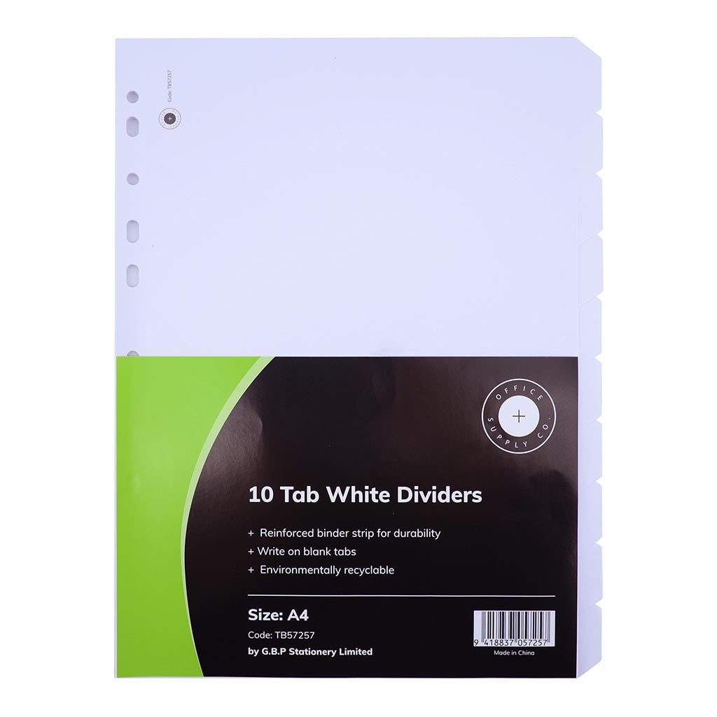 OSC Dividers Cardboard 10 Tab White - Cafe Supply
