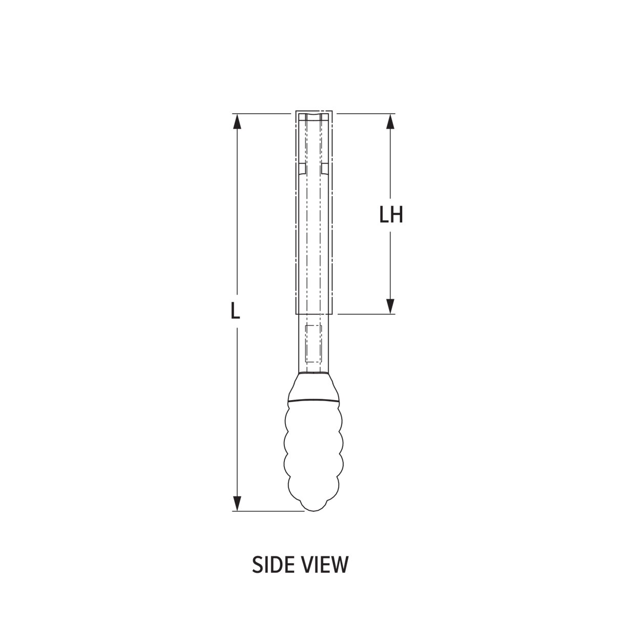 9 ½-inch stainless steel one-piece scalloped tongs with black Kool-Touch® handle - Cafe Supply