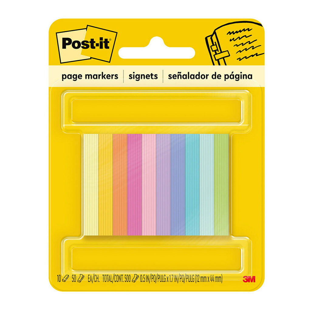 Post-it Page Markers 670-10AB 13x43mm Assorted, Pack of 10 - Cafe Supply