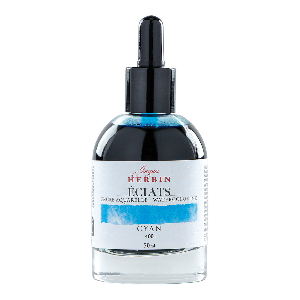 Jacques Herbin Eclats Watercolour Ink 400 Cyan 50ml - Cafe Supply