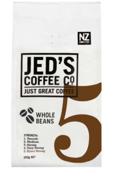 Jed's Coffee Co. #5 Extra Strong Strength Whole Beans Coffee 200g - Cafe Supply