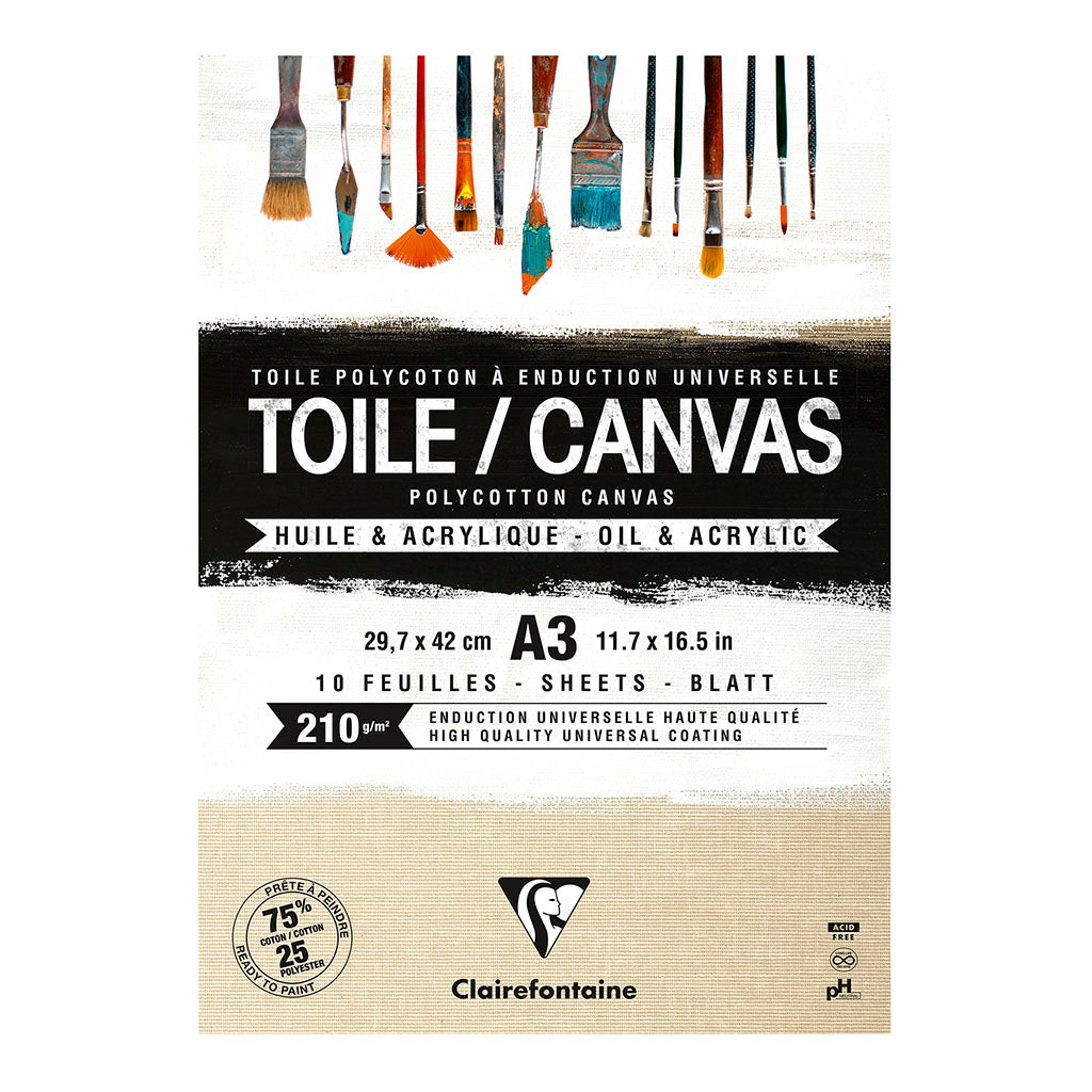 Polycotton Canvas Pad Natural A3 210g 10sh - Cafe Supply