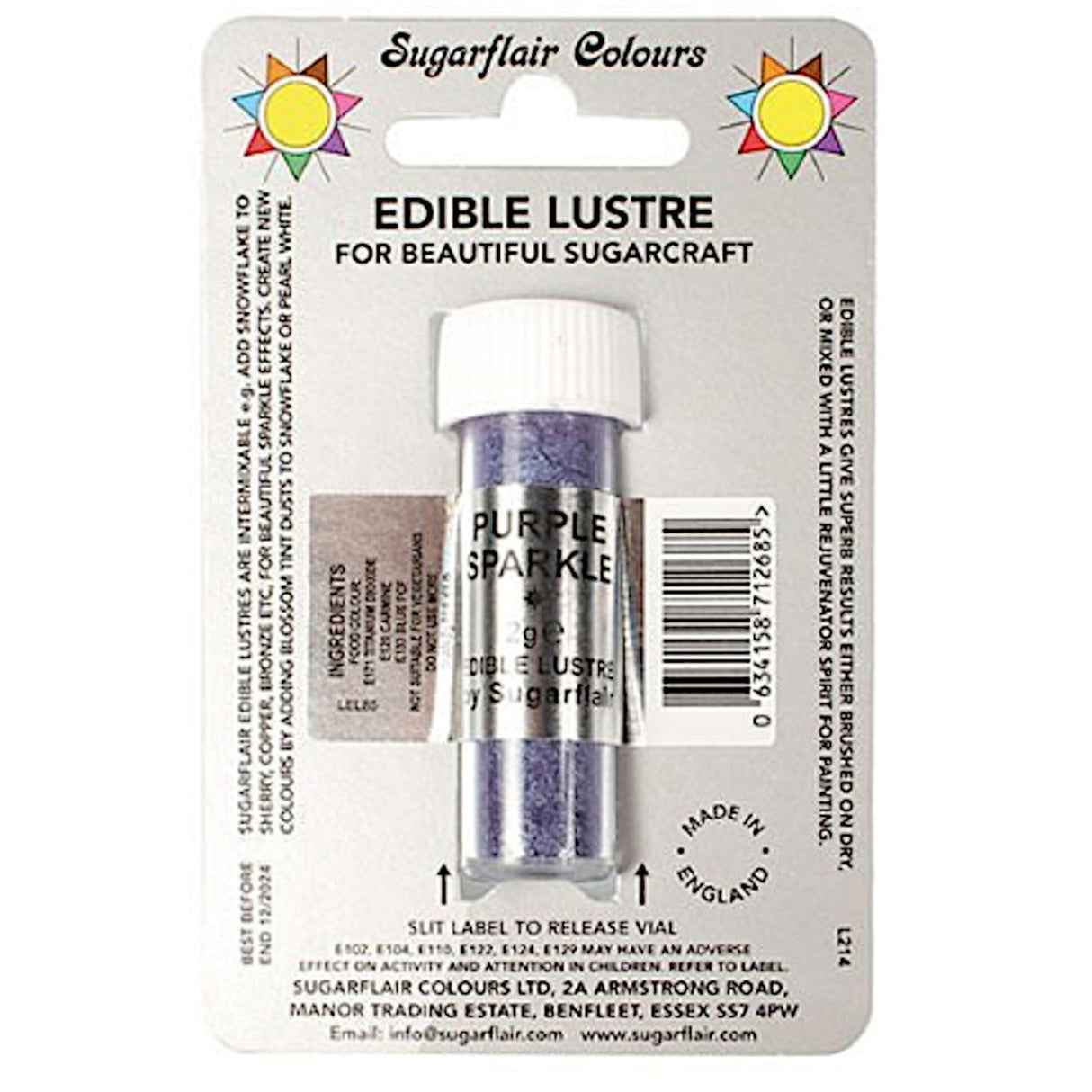 Sugarflair Edible Lustre Colour Purple Sparkle - Cafe Supply