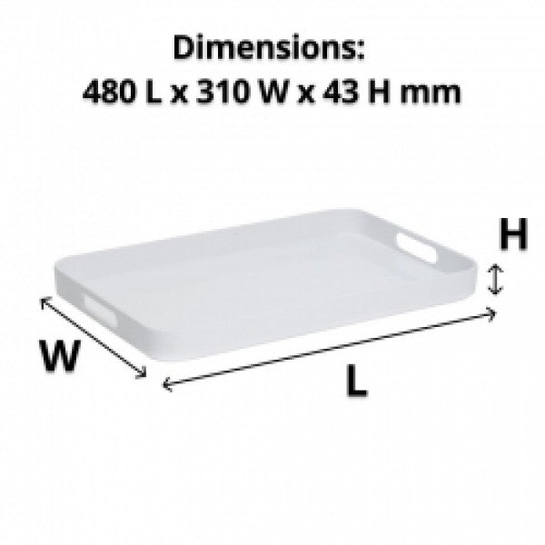 Large White Melamine Tray with Handles - Cafe Supply