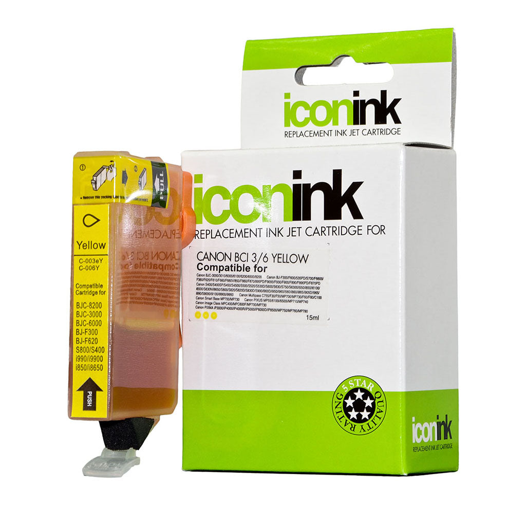 Icon Compatible Canon BCI3 BCI6 Yellow Ink Cartridge - Cafe Supply
