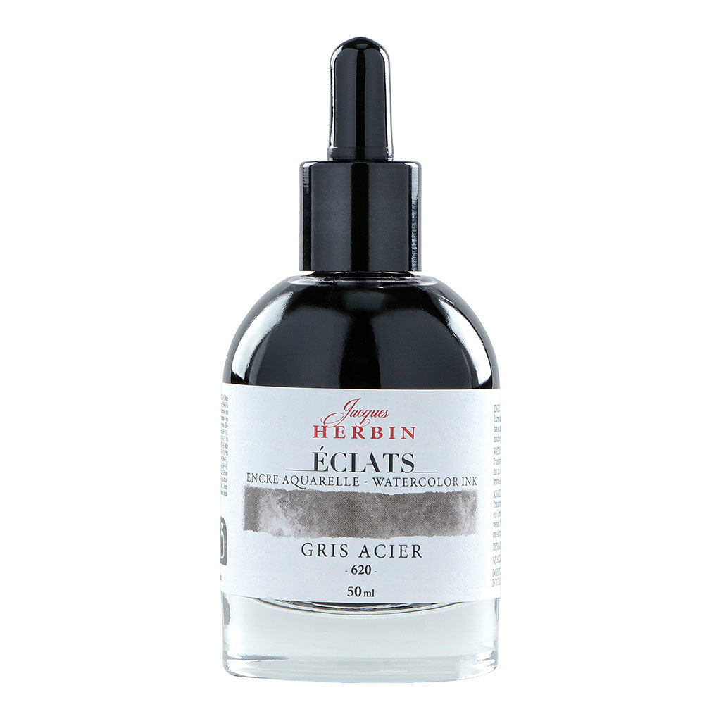 Jacques Herbin Eclats Watercolour Ink 620 Steel Grey 50ml - Cafe Supply
