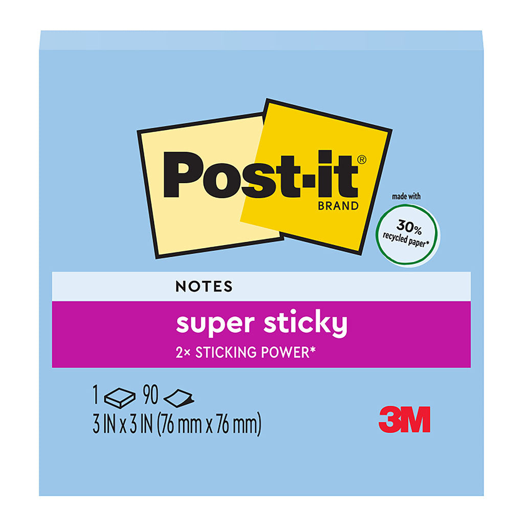 Post-it Rec Super Sticky Notes 654R-1SSWDM 76x76mm Washed Denim 90sh - Cafe Supply
