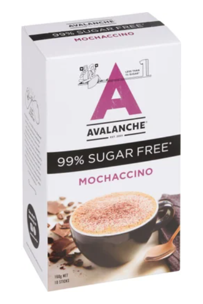 Avalanche 99% Sugar Free Mochaccino Coffee Sticks 10 x 16g - Cafe Supply