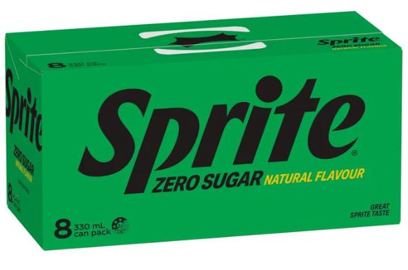 Sprite Zero Sugar Natural Flavour Soft Drink Cans 8 x 330ml - Cafe Supply